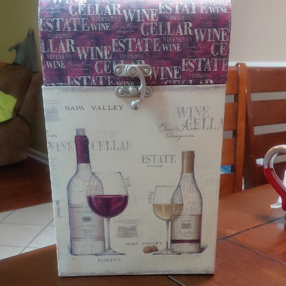 Wine Themed Napa Valley 2 Bottle Wine Holder Decorative Box BB2